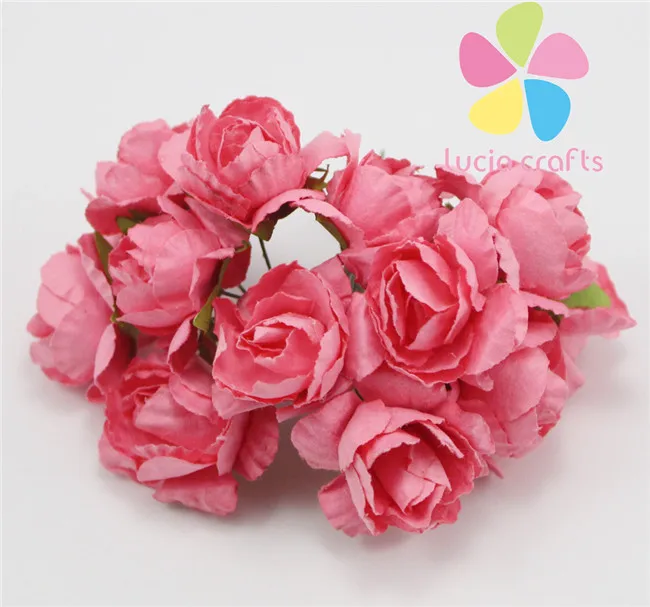 C8 Peach Pink 36pcs Lucia ремесла тутового бумажный цветок роза букет/проволочный стебель свадебный цветок A0202 - Цвет: C8 Peach Pink 36pcs