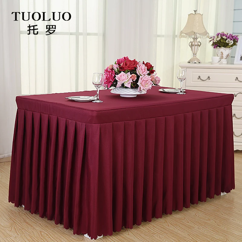 

180cm X 74cm X 74cm and 120cm X 61cm x 74cm burgundy table cloth cover for wedding decoration