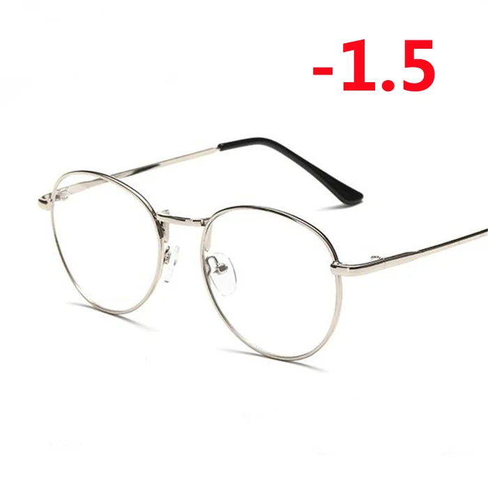 Myopia 150 1-1,5-2-2,5-3-3,5-4 готовые очки для близорукости женские мужские короткие очки для коррекции зрения металлические женские мужские очки для близорукости с градусом - Цвет оправы: Myopia 150
