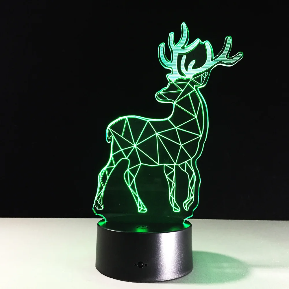 

3D Creative Stereo Visual Elk Deer Night Lantern Christmas Gift Creative Acrylic product Beautiful gifts for children A66