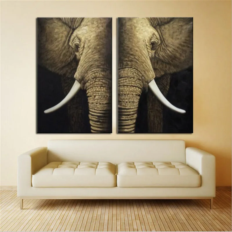 

Modern pure hand-painted oil painting decorative elephant wall pictures canvas art for the living room no framed