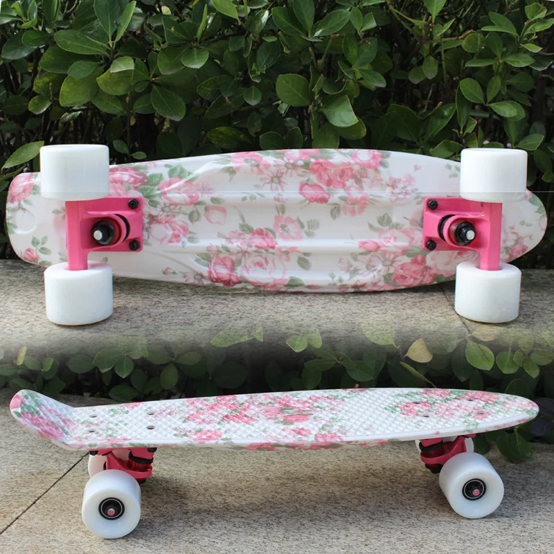 

Peny Board Skateboarding Kid Complete Retro Cruiser Mini Floral Longboard Skate Fish Long Board skate wheel Board 22 inch wheels