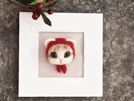 red hat cat Ватный Войлок набор для рукоделия красивый милый кот котенок Брошь булавка Войлок Материал DIY сумка ручной работы - Цвет: red hat cat