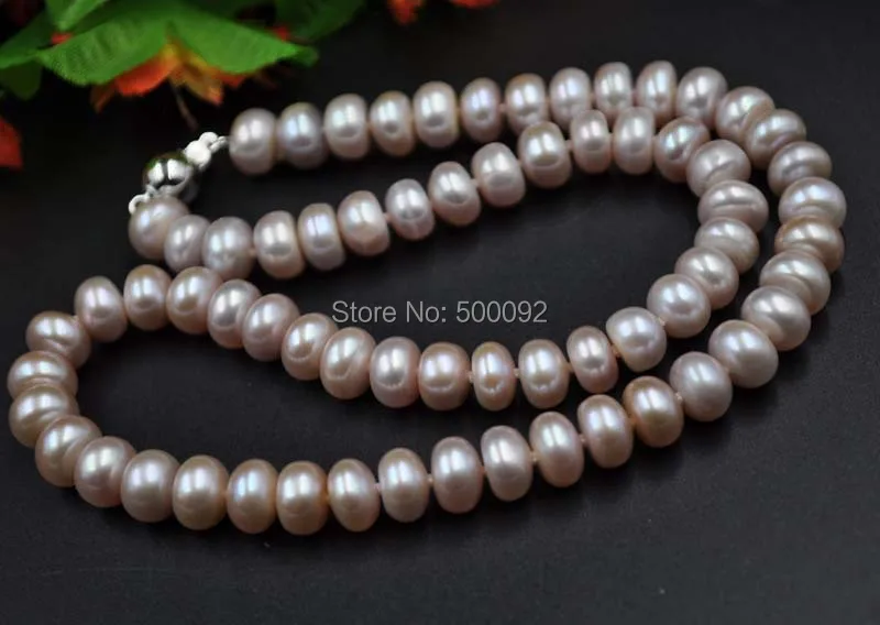 ?? 卸売ロット 12 ストランドホワイトピンクラベンダーファインパールネックレス 8-9 ミリメートル送料無料