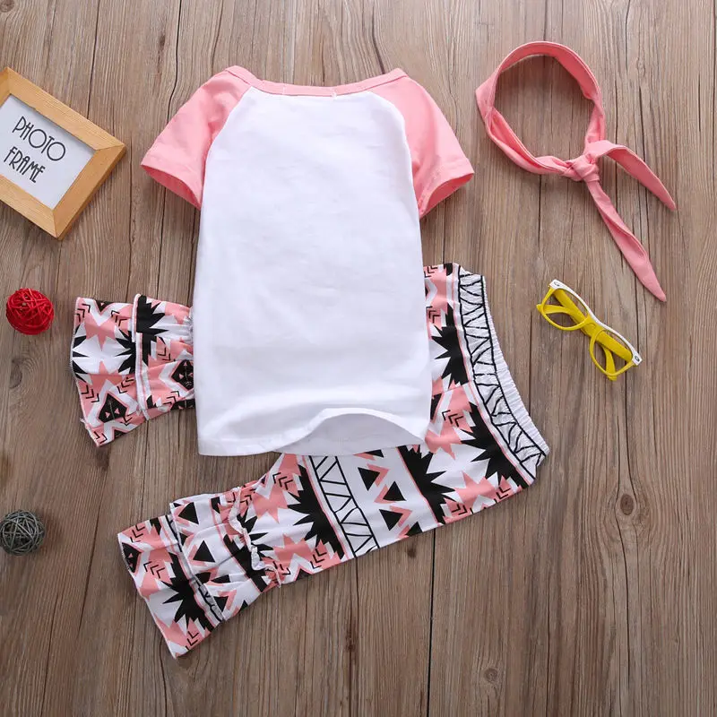 Детская одежда из 2 предметов для маленьких девочек повседневные розовые топы