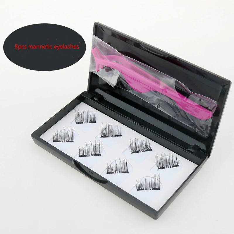 

Best 8 Pcs/Set Dual Magnetic False Eyelashes 3D Mink Eyelash Thick Cross Long Magnet Fake Eyelashes Eye Lashes extension 100sets