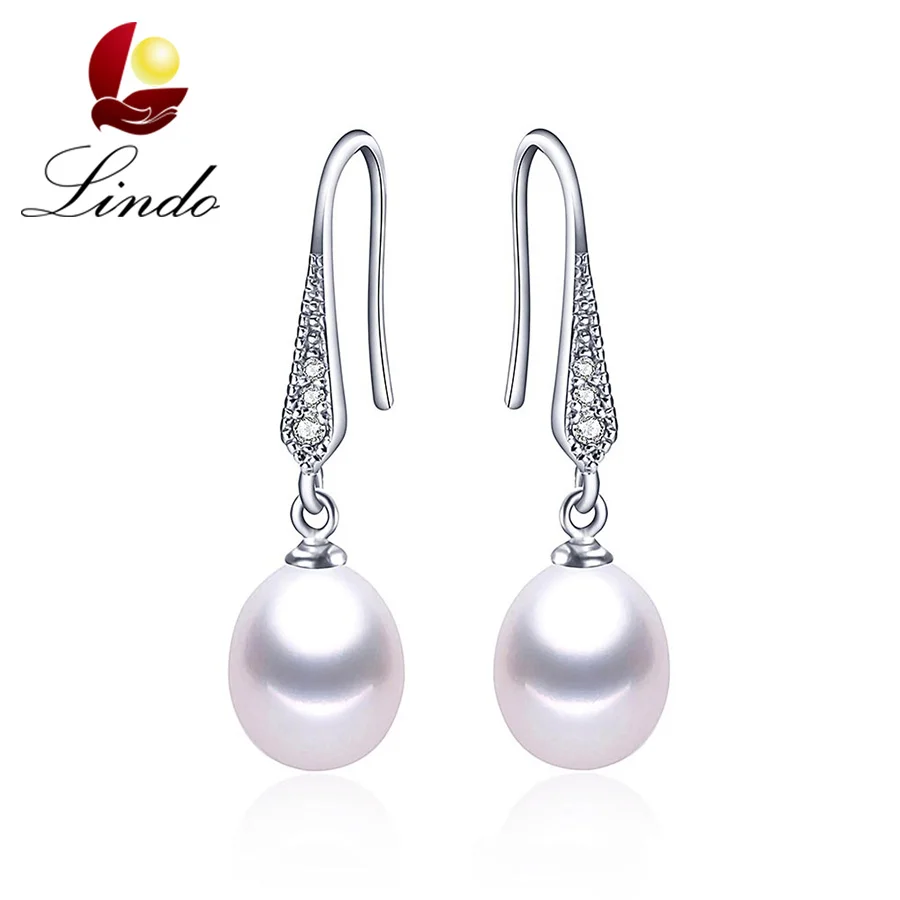 Женские длинные серьги Lindo элегантные из серебра 925 пробы с натуральным