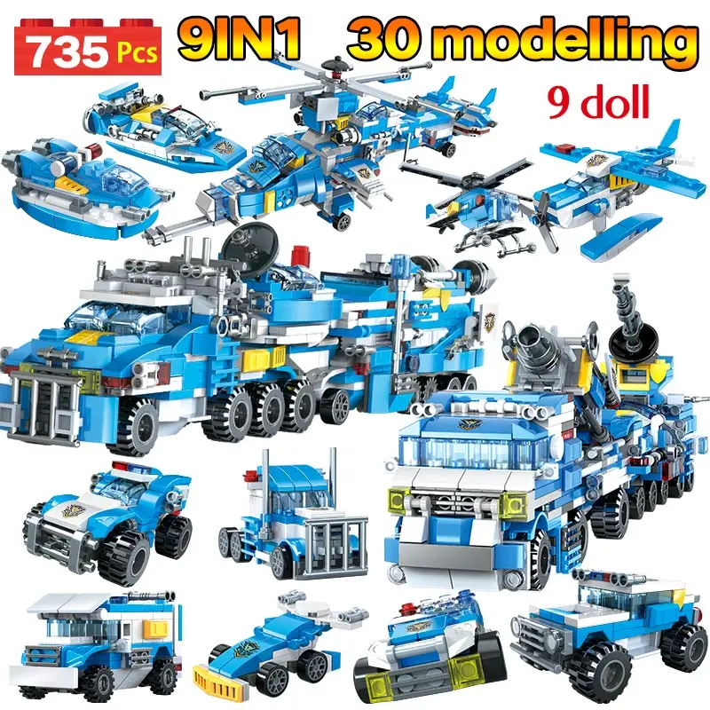 773 шт вертолет городской полиции лодка грузовики блоки наборы совместимый город