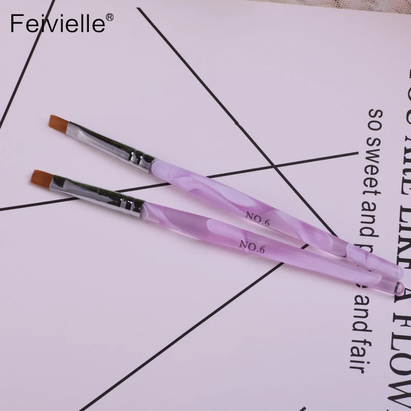 Feivielle 1 шт. кисть для ногтей с плоским верхом Гель лак Типсы ногтевого дизайна