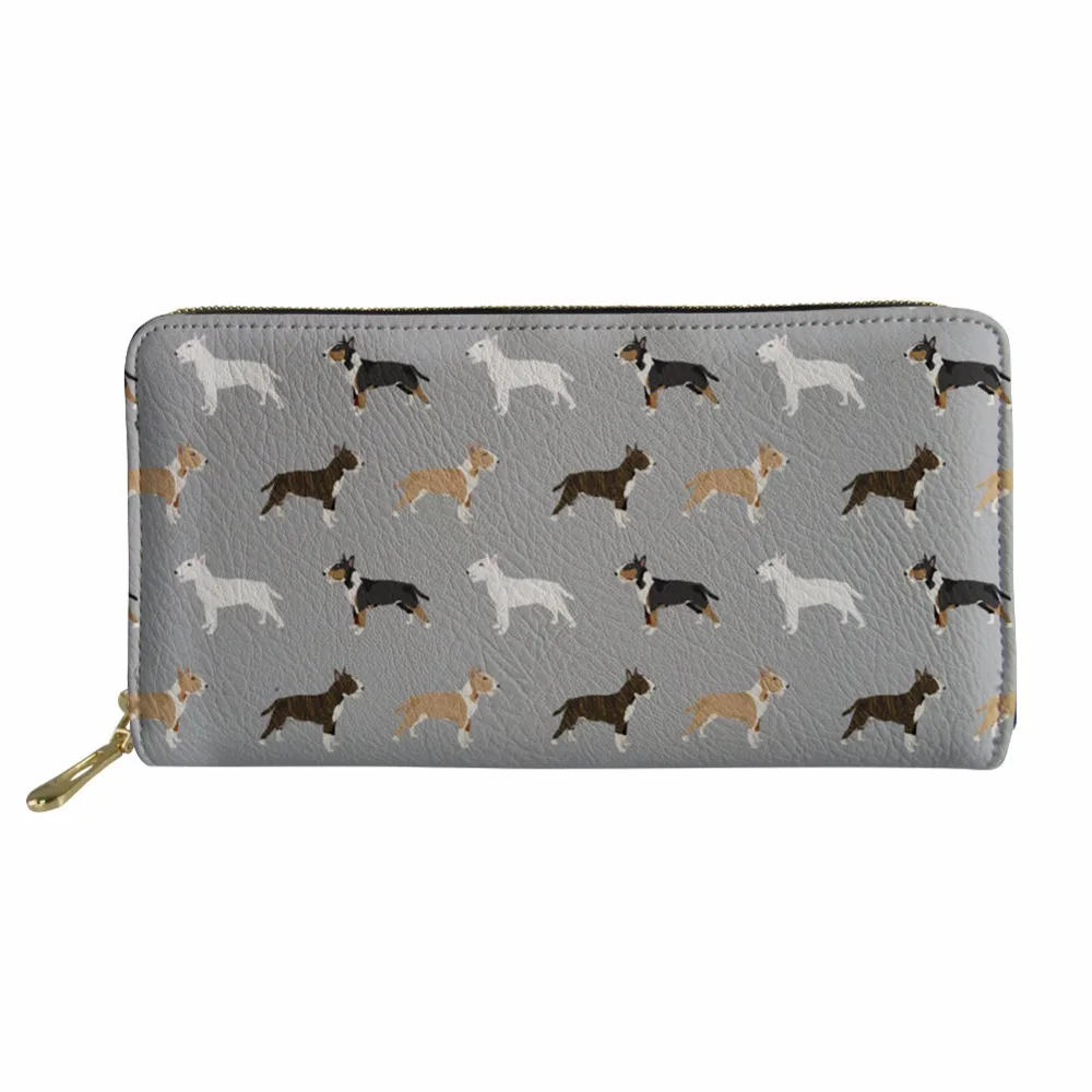 FORUDESIGNS Bull Terrier длинные женские кошельки сумки для мобильного телефона женский кожаный кошелек держатель сумка поясной кошелек высокого качества
