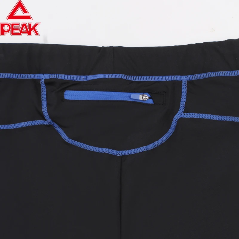 PEAK Men's Compression Short With Waist Pack Running Fitness Jogging Tights Short Elastic Quick Dry Print Gym Man Legging FW3821