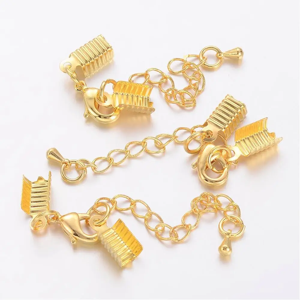 100 шт. латунная застежка и зажим концы набор коготь Омаров с шнуром обжимной