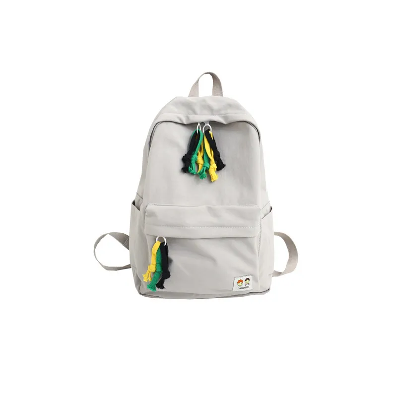 

4PCS / LOT Pure Color Canvas Backpack Double Shoulder Bag Middle School Men Women Backpack Rucksack