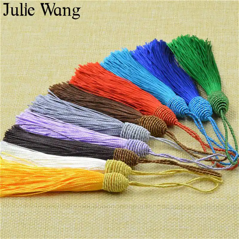 

Julie Wang 2 шт. 10 см шелковые кисточки, подвесные ювелирные изделия, полиэстер, серьги, подвески ручной работы, кисточки, аксессуары для украшени...