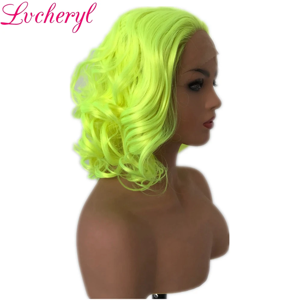 Lvcheryl ручная вязка короткие кудрявые стиль желтый цвет Жаростойкие Волокна
