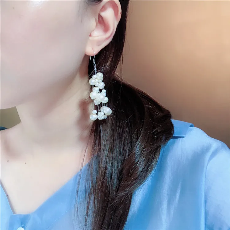 Natural Freshwater Pearl Earrings S925 Sterling Silver Hooks Elegant Drop Jewelry Women Gifts | Украшения и аксессуары