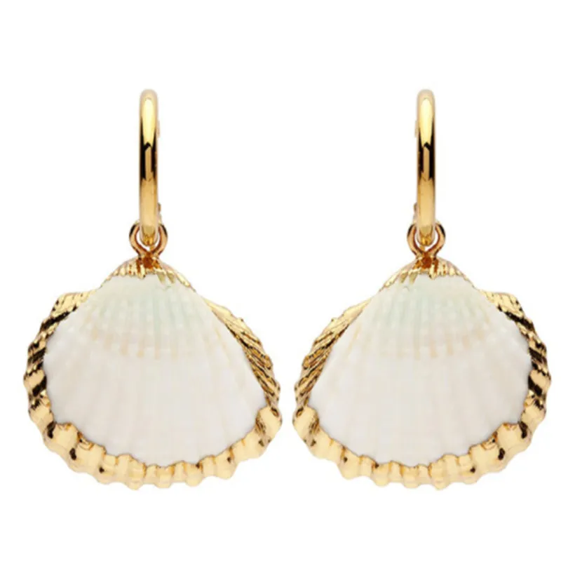 Cowry серьги в форме ракушки модные ювелирные изделия корейский Бохо золотой цвет