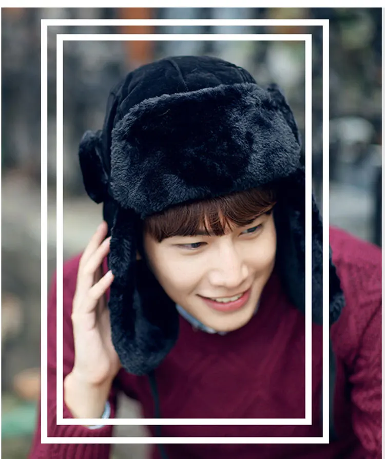 Зимние головные уборы для мужчин и женщин шапка-бомбер меховая шапка с ушками