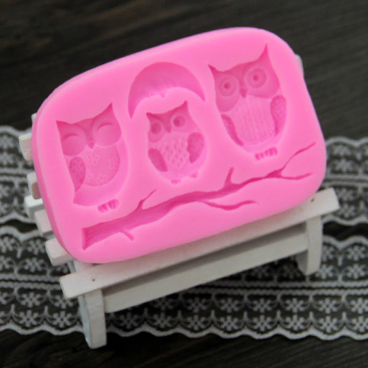 Силиконовые 3D формы для тортов совы и ветки дерева CT408|fondant molds|cake fondantsilicone 3d |