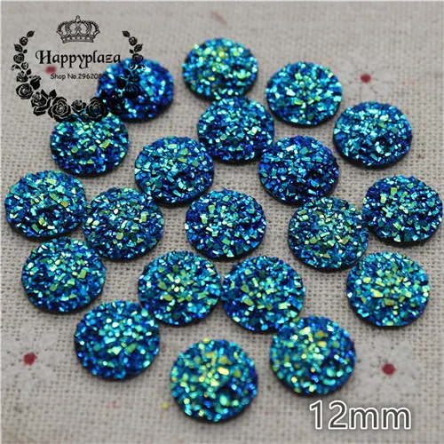 100pc 100 шт 12 мм Сердце/круглый блестящий черный AB/Серебристые друзы каменная поверхность смолы Стразы с плоским основанием Кабошон DIY аксессуары для рукоделия - Цвет: 100pc