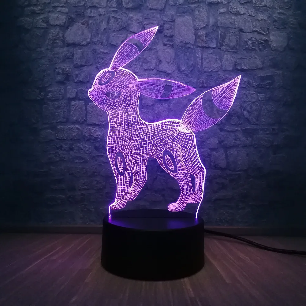 3D визуальная Таблица лампа игра Покемон го фигурка роль Пикачу Дженни Черепаха 7 цветов Изменение ночник домашний декор ребенок Рождественский подарок игрушка