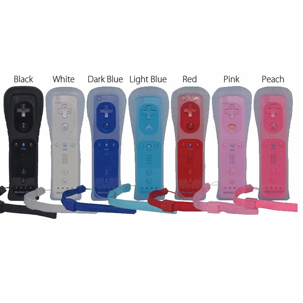 7 Colors 1pcs Built-in Motion Plus Remote Controller for Wii Gamepad With Silicone Case and Hand Strap for wii command