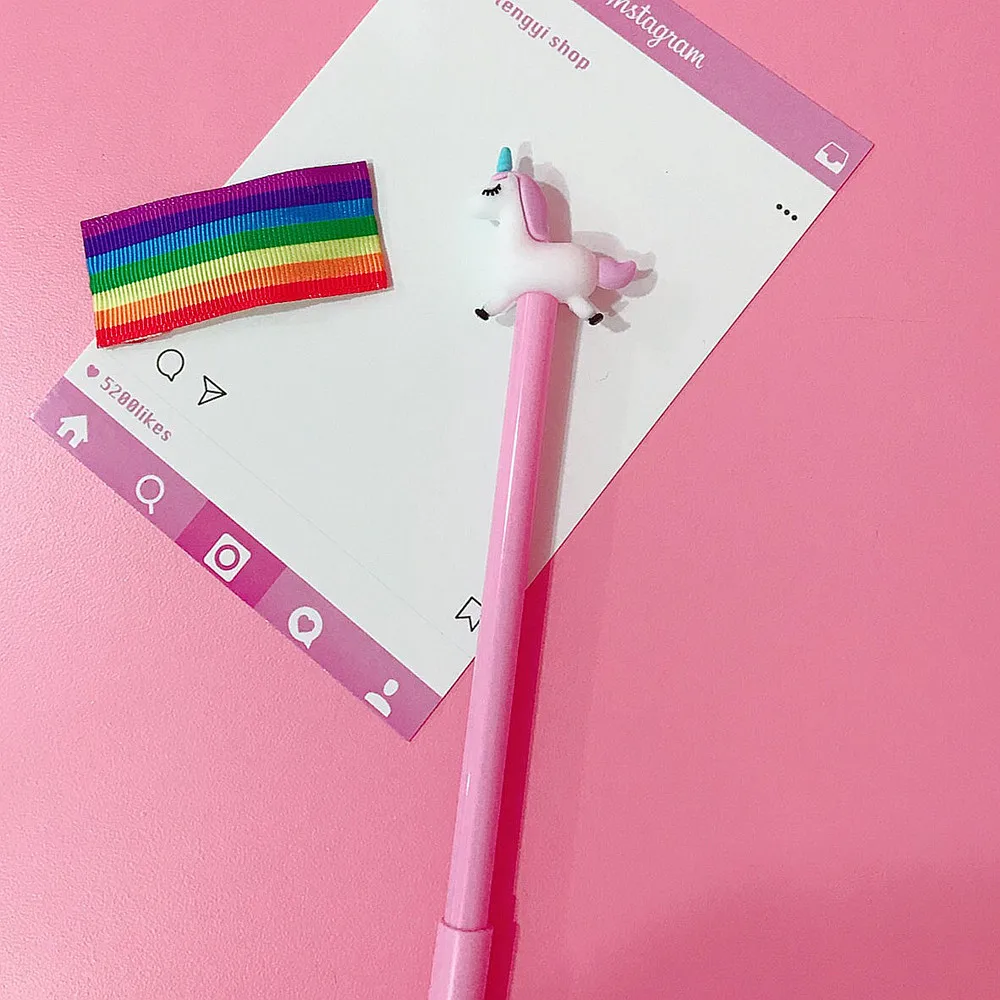 

36 pcs/Lot Cartoon unicorn gel pen Black color ink writing pens Kids girl gift Stationery Office material School supplies F884