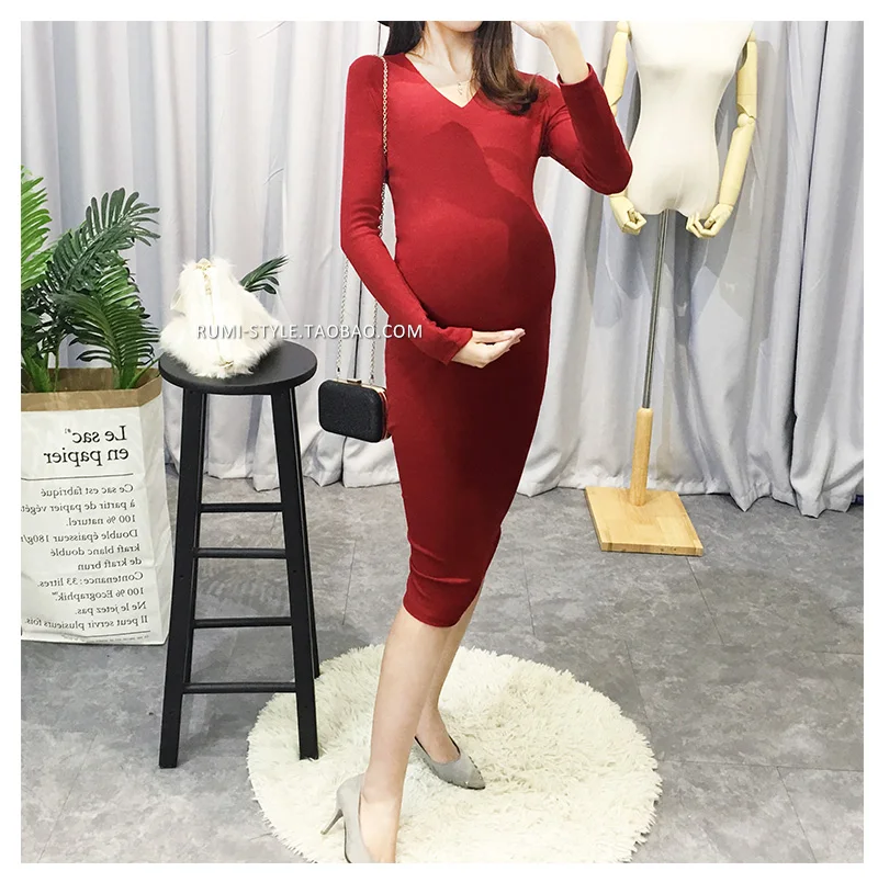 S-4XL модное платье для беременных весна осень трикотаж для беременных платья плюс размер зимняя одежда для беременных женщин