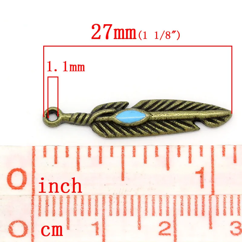DoreenBeads подвески из цинкового металлического сплава перо Античная бронзовая