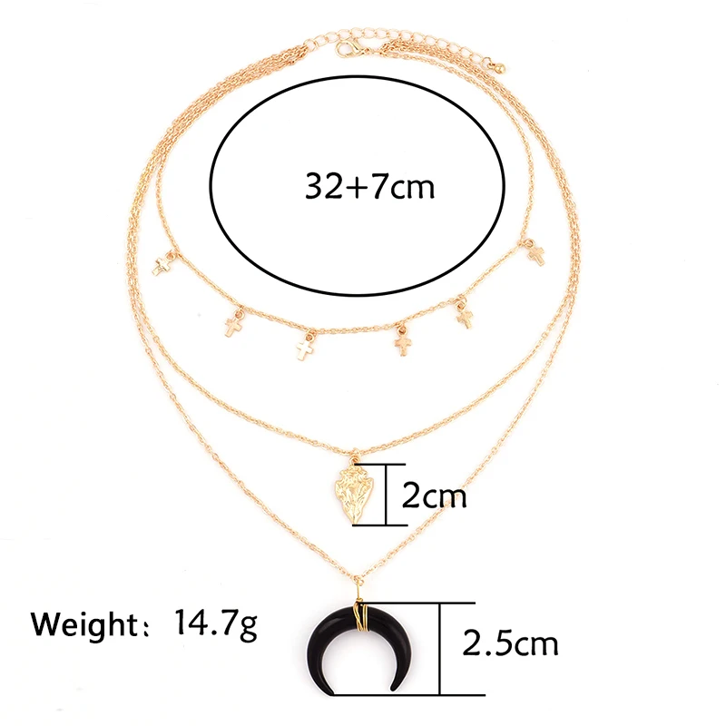 3 шт./компл. винтажное многослойное ожерелье с кулоном в виде черной Луны и стрелы
