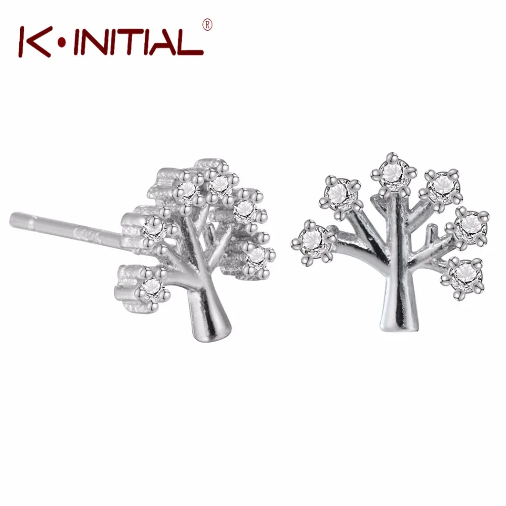 Новая жизнь дерева сережки гвоздики с инкрустацией CZ Циркон дерево листья серьги