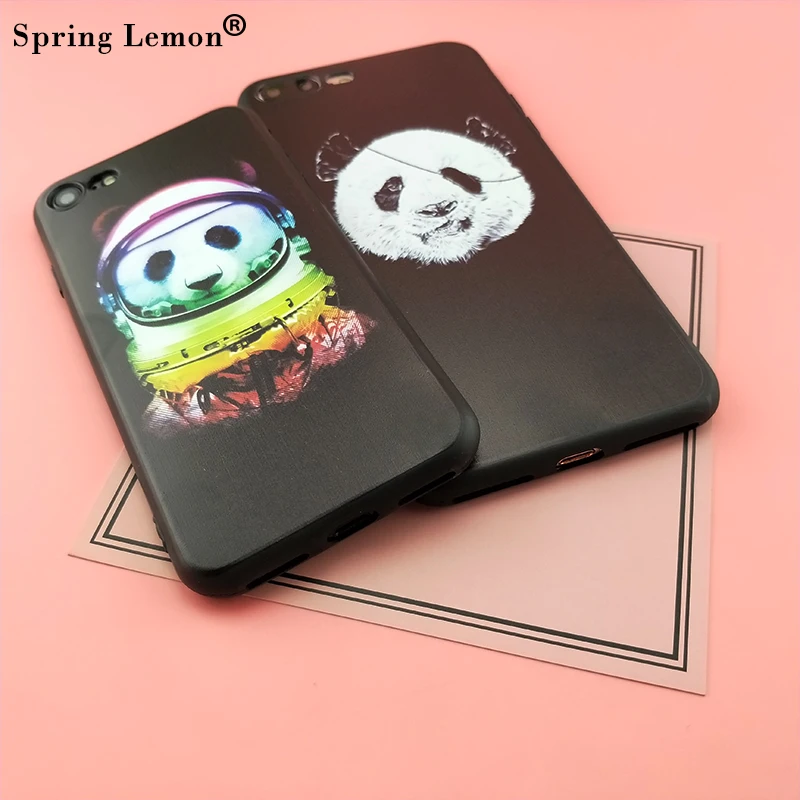 Spring Lemon for iphone 7 Interesting Astronaut Panda Soft Silicone Cover Case 7PLUS 8 8PLUS 6 6S 6PLUS PLUS 5S SE |