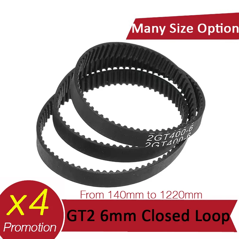 4 шт. GT2 6 мм ремень синхронизации с замкнутым контуром 2GT-6 140/280/400/610/852 Резиновый