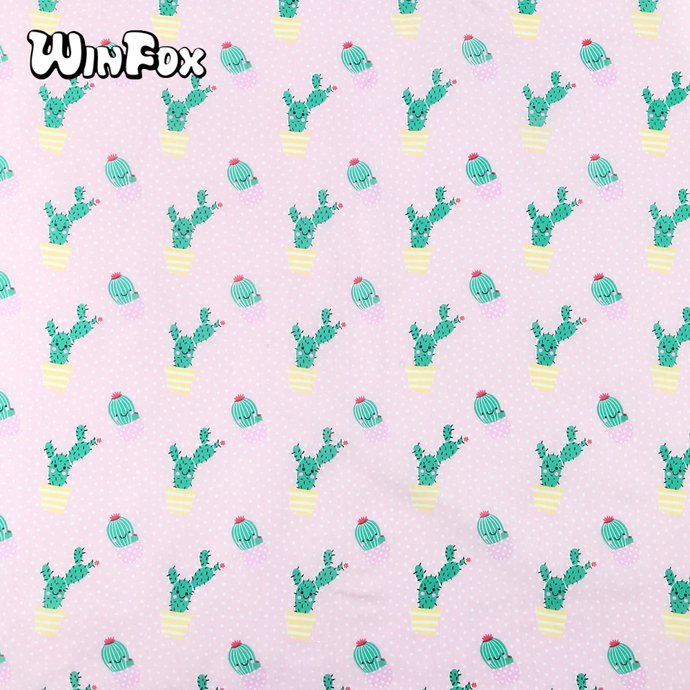 Winfox Модный хлопковый зеленый розовый принт С КАКТУСОМ Многофункциональный