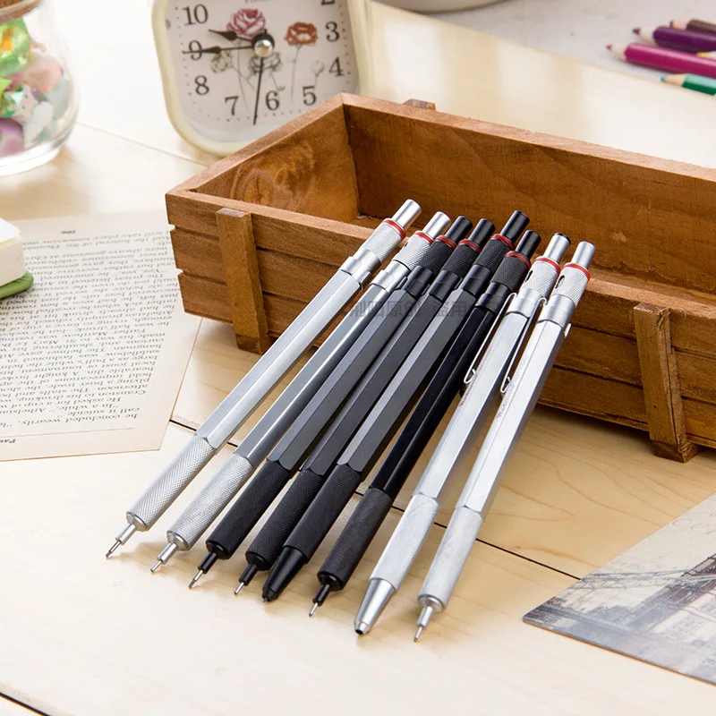 

High Quality 0.5/0.7/0.9/2mm rotring Mechanical Automatic Pencil RedCircle Drafting Metal Pencil for professional Drawing Comic
