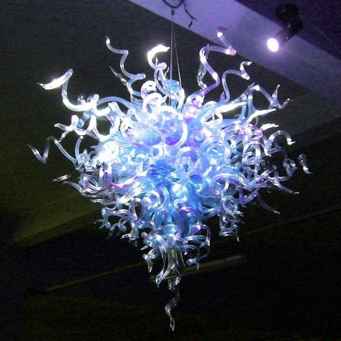 

Longree Pretty gift store decor blue ceiling lamp led hand blown glass chandelier suspension led light pendant lamp