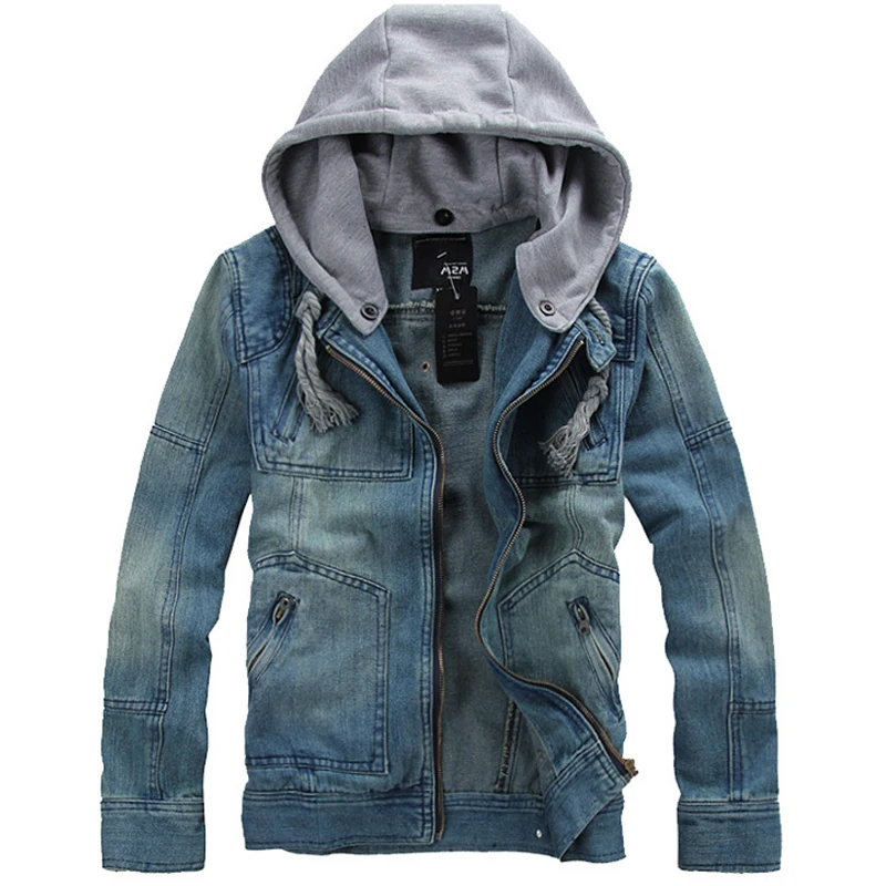 

2019 new arrival denim jacket men korea style thicken cotton jeans jacket men XXXL XXXXL 5XL BLUE denim jacket with hood for men