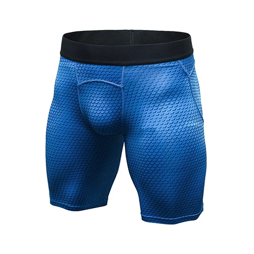 Blue Yuerlian/Мощный быстро сухой тренажерный зал Спортивные Леггинсы Crossfit Для мужчин шорты футбольные штаны компрессионная одежда для бега Tight Running Short - Цвет: Blue