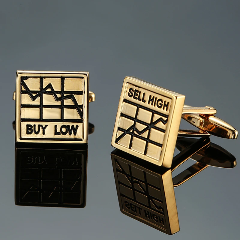 

DY The new high quality gold square financial stock market chart Cufflinks Men's French shirt Cufflinks free shipping