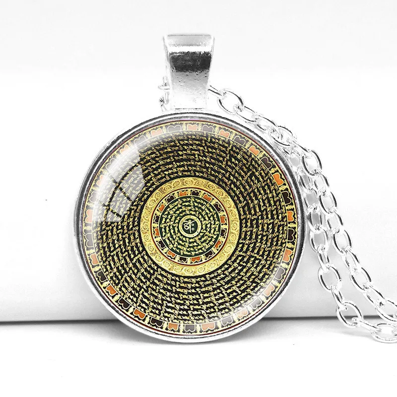 1 шт. ожерелье в виде цветка мандалы буддизм Ом Символ дзэн серебряный цвет