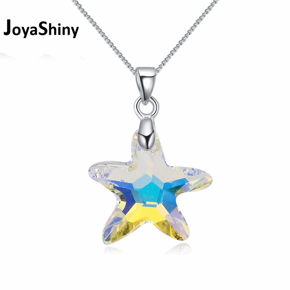 Joyashiny колье с кристаллами Swarovski кулон в виде морской звезды цепочка родиевым