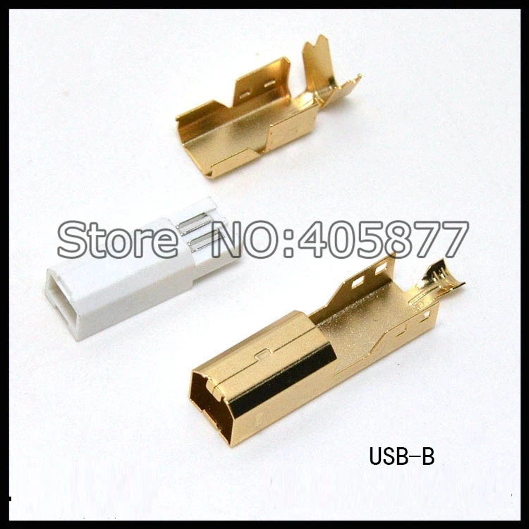 Один комплект Медный позолоченный USB A+ USB B Тип A-B разъем для DIY USB кабель hifi USB разъем