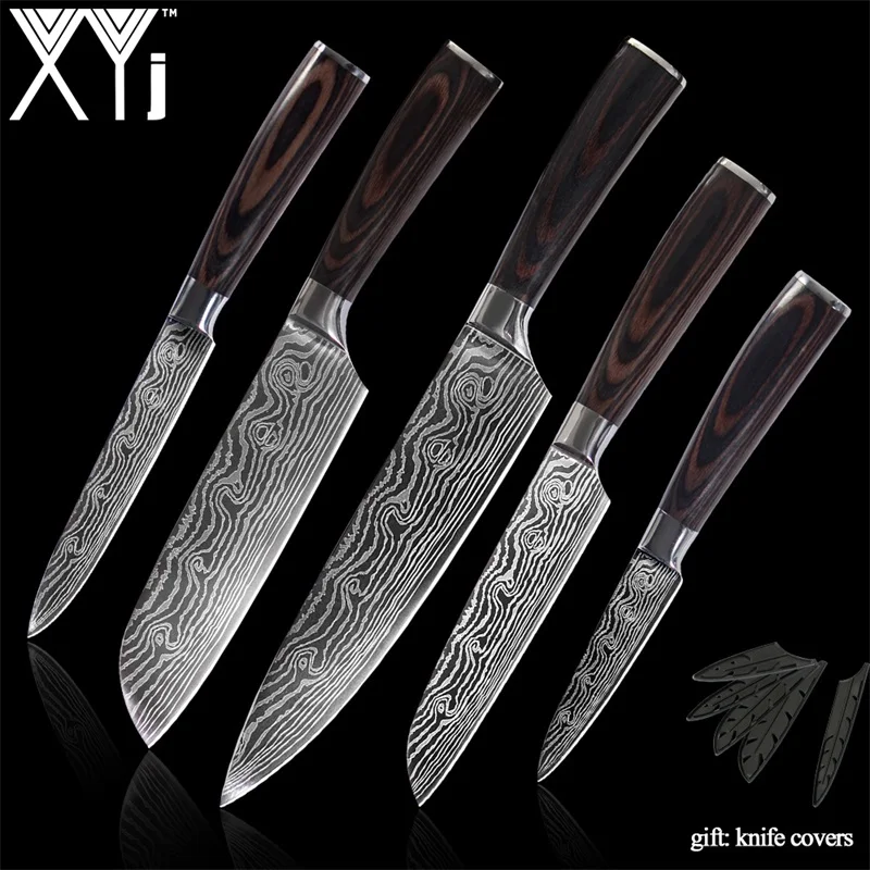 5 Pcs knife 1 XYj кухонные ножи, нож из нержавеющей стали, инструменты, Новое поступление, цветов, деревянная ручка, инструменты для приготовления фруктов, овощей, мяса, аксессуары - Цвет: 5 Pcs knife 1