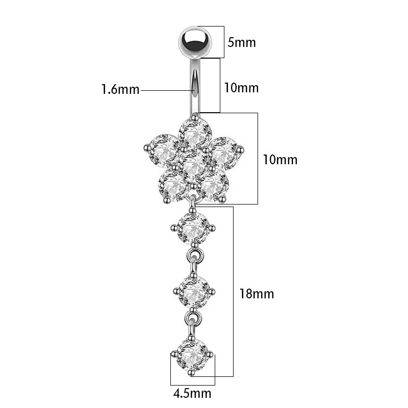 Кольцо из нержавеющей стали с цирконием кольцо пуговицами для живота розовое
