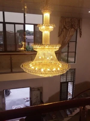 Золотая хрустальная люстра в пентхаусе Напольная Лампа для гостиной большая