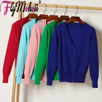 women cardigan knitted jumper long sleeve v neck lady sweater solid color loose size 4xl 5xl 6xlcasual crochet female coat tops