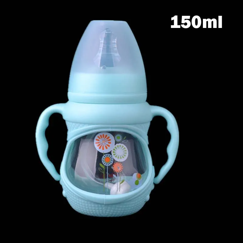 150ml Blue S 1 шт 150/240 мл стеклянная силиконовая полностью автоматическая бутылочка для кормления и ухода за ребенком бутылочка для кормления новорожденных - Цвет: 150ml Blue S