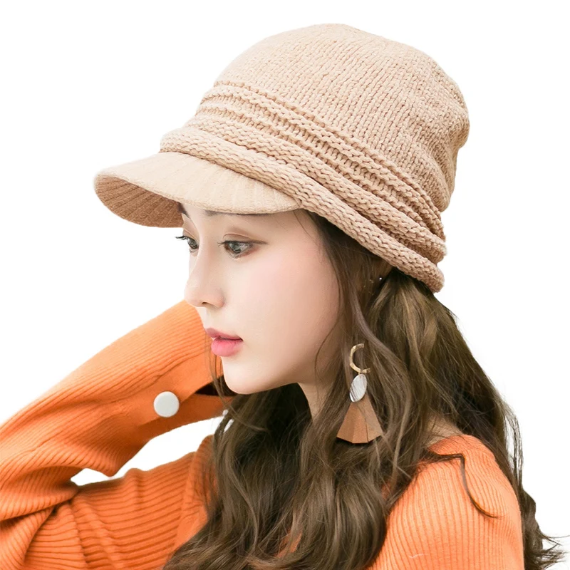 FANCET женская зимняя остроконечная вязаная шапка Skullies Beanies теплая однотонная Мягкая флисовая шляпа с козырьком Gorros Повседневная шапка 89265
