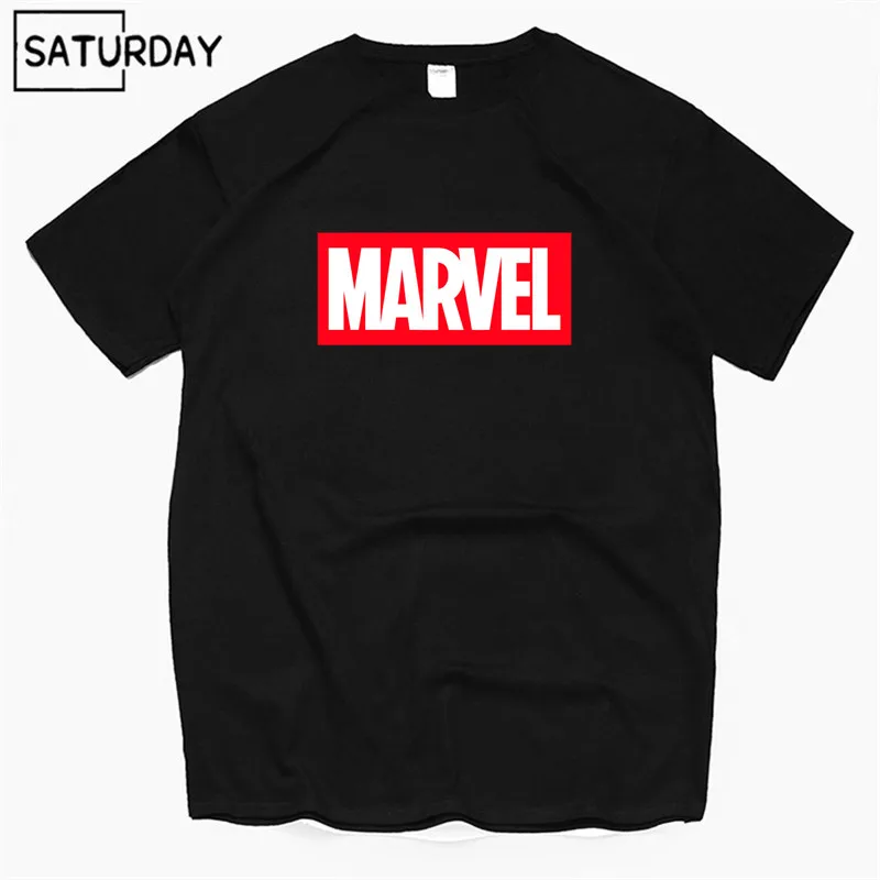Мужские футболки из хлопка с забавным принтом Marvel унисекс 2019 Лето 100% хлопок Harajuku