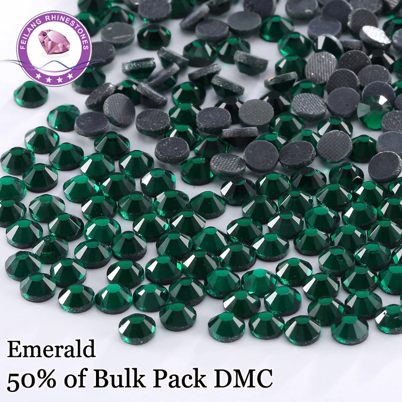

DMC Hotfix Rhinestones SS6-SS30 Emerald Color Crystal For Garment DIY Dresses Decoration Wholesale Rhinestone Stones